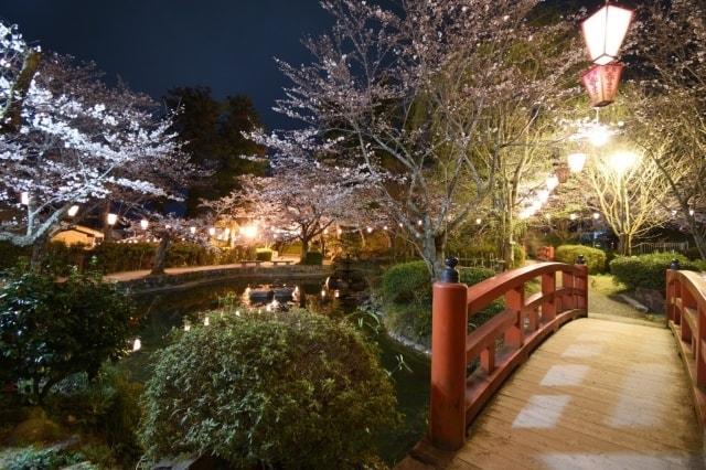 打吹公園ぼんぼり点灯