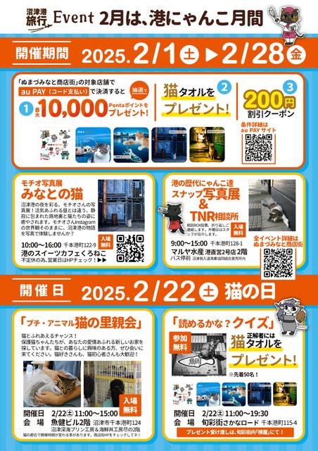 沼津港の2月は「にゃんこ月間」！auPAY・猫の写真展・猫の里親会・猫タオルプレゼントクイズ