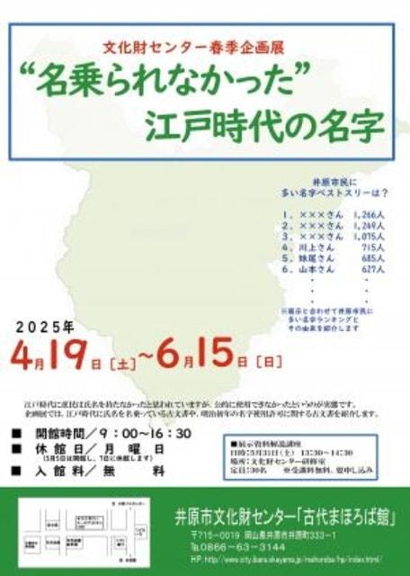春季企画展「“名乗られなかった”江戸時代の名字」