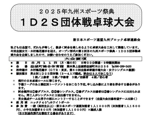九州スポーツ祭典 1D2S団体戦卓球大会