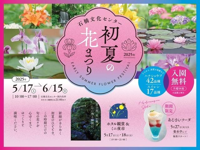 石橋文化センター 初夏の花まつり～ハナショウブ&スイレン&ホタル観賞～