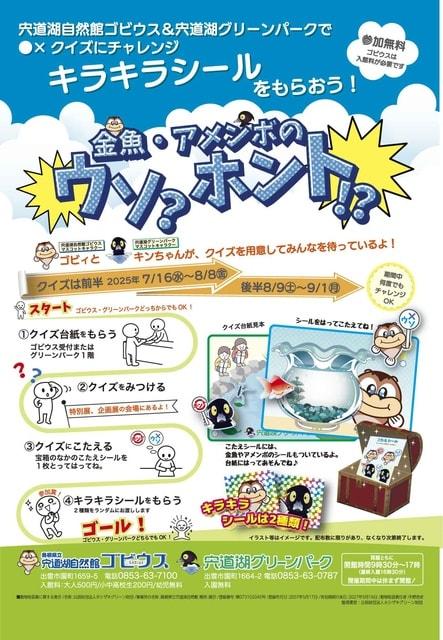 キラキラシールをもらおう！ 金魚・アメンボのウソ？ホント！？